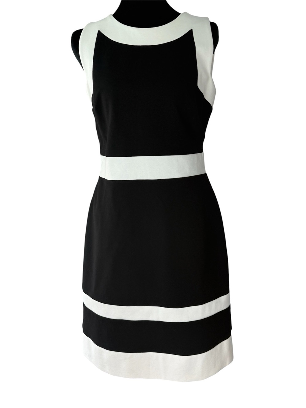 White House Black Market Black and White Sleeveless Colorblock Mini Dress